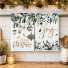 2pcs/Pack Red Christmas Tree & Snowman Kitchen Towels, Kitchen & Dining Table Decor, Winter Christmas Home Decoration, Soft Absorbent Microfiber Dish Cloth, Housewarming Gift, Christmas Gift, Suitable For Cleaning, Drying And Kitchen, Dining Room, Bathroom Use - White - View 1