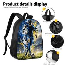 Football Player 2D Print 3 Pieces Set, Large Capacity Backpack With Crossbody Bag And Pencil Case, Side Elastic Mesh Pocket For Water Bottle, Wide Breathable Adjustable Shoulder Strap, Sports Fan Style Commute Travel Daily Storage Bag - Printed Bag - View 4