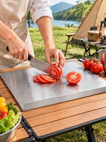 Stainless Steel Cutting Board With A Lip-Suitable For Kitchen Countertops; Ideal For Preparing Meat, Vegetables, Dough, And Baked Goods; Easy To Clean. - Multicolor - View 13
