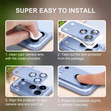 CASECOPS 1片相機鏡頭螢幕保護貼，適用於 iPhone 18 Pro Max/18 Pro/17 Pro Max/17 Pro，8色，不易碎，強吸附，適合手機殼使用，金屬強化玻璃後置相機螢幕保護貼 - 淺藍色 - 查看 8