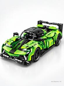 carro armable,bloques de construcción,juguetes para niño,auto de bloques,auto deportivoCarro Deportivo de Bloques de Construcción 1:18, 551 Piezas, Auto Armable con Función Pull Back de Retroceso, Modelo de Carreras para Armar, Juguete de Construcción Verde - Verde - Ver 11