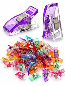 100pcs/Set Mixed Color Sewing Clips, Colorful Bundling Positioning Clips With Stainless Steel Spring, Suitable For Patchwork, Handicrafts And Sewing Supplies Fabric Bundling Clips, Plastic Patchwork Sewing Clips, DIY Fabric Fixing - Multiple Styles - View 1