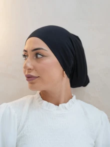 1 قطعة عصابة رأس رياضية عريضة على شكل أسطوانة بلون موحد ماصة للعرق - الأسود - مشاهدة 2