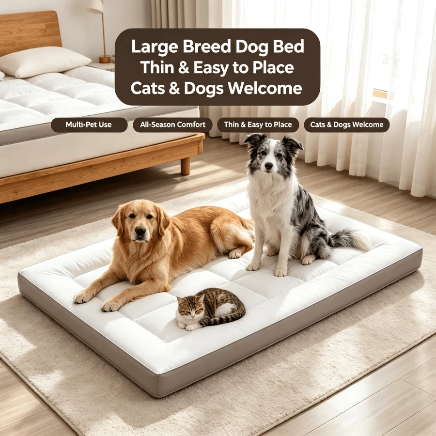 1 miếng thảm nằm cho thú cưng kẻ ô màu xám, đệm thú cưng hình chữ nhật chần bông bằng polyester phong cách tối giản hiện đại, mềm mại chống trượt, phù hợp cho chó và mèo, dùng trong phòng ngủ và phòng khách, bốn mùa