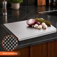 Large Stainless Steel Cutting Board With Rim, Kitchen Cutting Board With PVC Non-Slip Mat, Suitable For Meat, Fruit, Vegetables And Bread - View 7