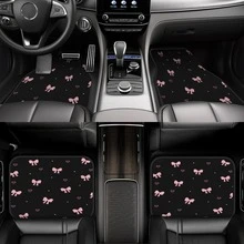 4 piezas de alfombrillas de coche de terciopelo cristalino, diseño de lazo con lunares, impresión 2D, impresión colorida de cobertura completa, adecuadas para la mayoría de los modelos de coche - Protección de suelo suave y duradera. Alfombrillas universales para el interior del coche - Unitalla - Ver 7