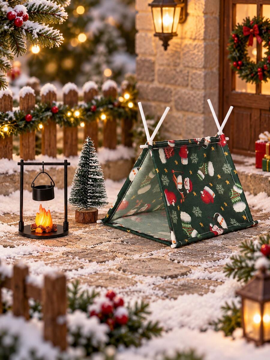 1 Set Christmas Fun Decorative Tent Set - Miniature Landscape Decoration DIY Decoration Set - Christmas Decoration Set - Indoor/Outdoor Decoration - Multicolor - View 1
