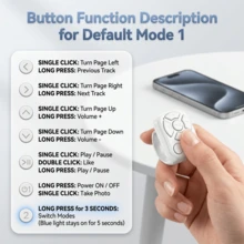 Multifunctional Ring Remote Control, Round Design, Suitable For Phone Selfie Shutter, Can Control Phone Or Tablet Page Turning, Volume Adjustment, Pause And Other Functions, Supports , IOS And Android Systems. Built-In 30mAh Battery - Multicolor - View 11