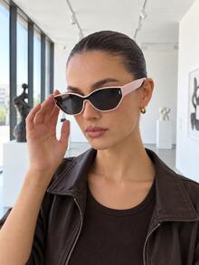 Womens Oval Cat Eye Glasses For Women Lightweight Fashion Retro Vintage Y2K Glasses Beach Summer Vacation Travel Outdoor Eyewear Accessories Lentes - Tea Frame Tea Leaves - View 7