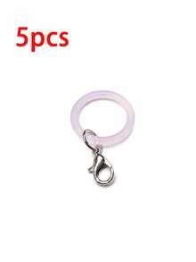 Mixed Color Jelly Silicone Ring Lobster Clasp, Macaron Color Keychain Bag Charm Umbrella Chain Connector, Random Color - A - View 20