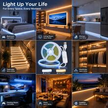 USB COB Ambient Light Strip With Button Switch, Flexible Cuttable, Self-Adhesive, Warm White/Cool White, 1-5m Home Decor LED Tape,Suitable For Cabinets, Stairs, Bedrooms, Etc. - 501 COB - View 7