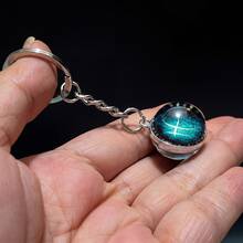 12入螢光綠星座鑰匙圈套組 螢光球形星座鑰匙圈復古占星配件 - 彩色 - 查看 16