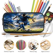 Football Player 2D Print 3 Pieces Set, Large Capacity Backpack With Crossbody Bag And Pencil Case, Side Elastic Mesh Pocket For Water Bottle, Wide Breathable Adjustable Shoulder Strap, Sports Fan Style Commute Travel Daily Storage Bag - Printed Bag - View 2