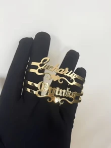 客製化扣環姓名手鍊，不鏽鋼 18K 金鍍層防水手鍊，夏季龐克愛心浪漫個性化禮物 - 雙層愛心手鐲 - 查看 5