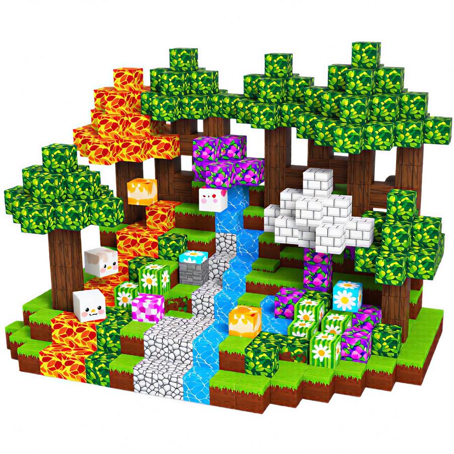 100PCS Random Color Blossom Stream Forest,Magnetic Building Blocks,STEM Educational Learning Toy, Develop Creativity Imagination And Fine Motor Skills,Parent-Child Interactive Playset, For Boys Girls 3+, Birthday Christmas Holiday Gift - Multicolor - View 1