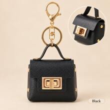 1pc Mini Handbag Keychain, PU Leather Mini Wallet Pendant With Rotating Lock, Portable Earphone Case Coin Purse Keychain With Lobster Clasp, Suitable For Women - Multicolor - View 12