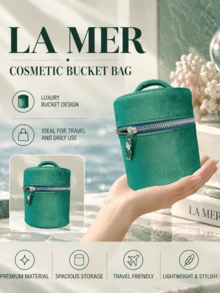 La Mer Makeup Pouch, 11*13.4cm, Soft And Lightweight Fabric, Ample Capacity, Suitable For Daily Use And Travel Cosmetic Storage - Green - View 3