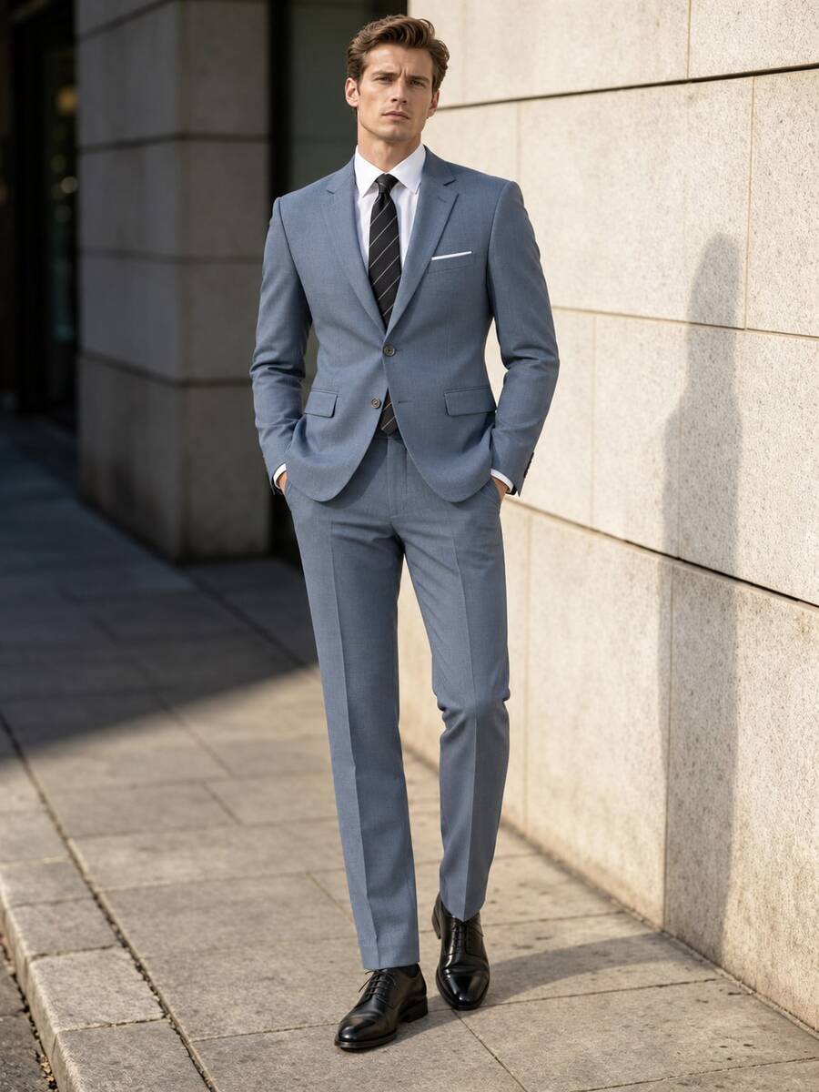 Men 2 Pieces Suit Set Solid Blazer With Dress Pants Formal Outfit For Wedding Prom Business