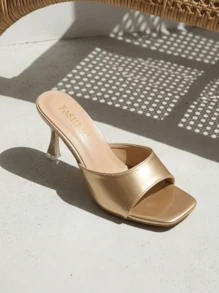 CAJUNI New Plus Size Women's Comfortable Minimalist Square Toe Open Toe - Gold - View 1