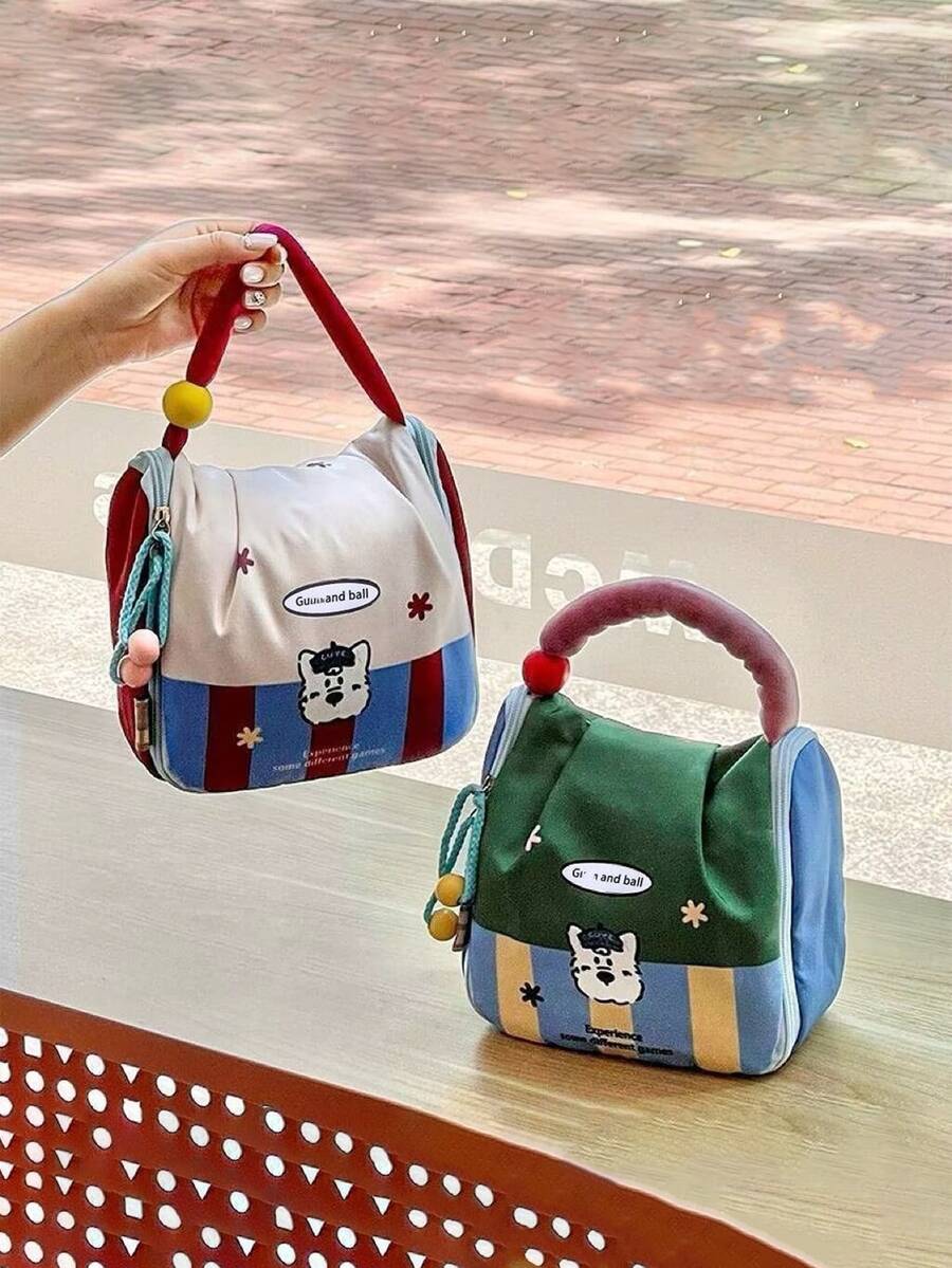 1 buah Tas Penyimpanan Popok Sekali Pakai Bergaris Gaya Baru, Tas Ibu Multifungsi Portabel Kapasitas Besar untuk Perjalanan, Tas Penyimpanan Pembalut Wanita - MultiWarna - View 1