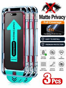 Compatible With Iphone 18 Pro Max Matte Anti-Peeping Screen Protector, Newly Upgraded One-Click Installation, Compatible With IPhone 13 To 17 Series (Including Pro, Pro Max, Plus And Air Versions), Featuring Matte Edges And Anti-Glare Properties - Black - View 1