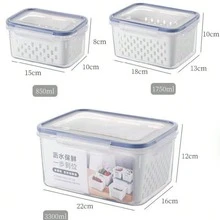 Large Capacity Fruit Storage Box With Removable Strainer Basket, Refrigerator Food Storage Container, Dishwasher , Extends Freshness Of Berries, Fruits And Vegetables - View 8