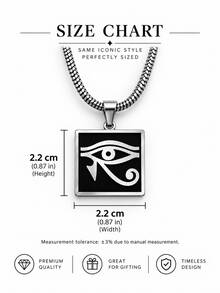 Egyptian Eye Of Horus Necklace For Men, Stainless Steel Enamel Square Pendant, Amulet Talisman Daily Wear Jewelry Gift For Boyfriend, Men's Accessory - Black - View 3