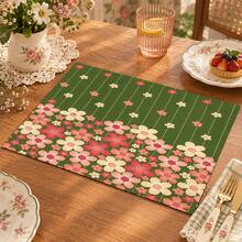 Pink Floral Print Pattern Drainage Mat/Absorbent Mat/Drying Mat Coffee Machine Dish Drying Mat - Absorbent Polyester Tabletop Protector With Rubber Non-Slip Backing, For Kitchen Countertop Decoration - Home Bar And Dining Table Placemat - Multicolor - View 2