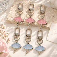 1pc/2pcs/6pcs Unisex Cute Alloy Inlaid Transparent Cloud Raindrop Lightning Pendant, Weather Series Bag Charm, Couple Gift, Luggage Accessory - Multicolor - View 4
