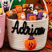 Personalized Halloween Gift Basket, Storage Basket, Trick Or Treat Gift Basket, Handheld Basket, Halloween Gift Basket - Multicolor - View 21