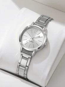 Women's Elegant Fashion Steel Band Digital Scale Small Dial Classic Casual Quartz Watch (1pc/Set) Without Watch Box - one-size - View 2