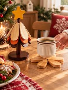 Wooden Tree-Shaped Heat-Insulating Mat, Suitable For Hot Pots And Cookware, Wooden Coasters, Suitable For Bowls, Teapots, Drinks, Plates, Home Tabletop Decoration - Multicolor - View 14