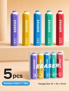 5pcs/Box Rainbow Hexagonal Pencil Erasers, Dust-Free Clean And Mark-Free Erasers, Suitable For Children 3 Years And Above, Kindergarten, Primary School And School Supplies - Multicolor - View 10