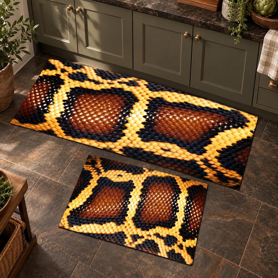 Karpet Panjang Motif Ular Imitasi, Dekorasi Rumah Dalam Ruangan, Karpet Dapur, Keset Pintu Masuk, Dekorasi Lorong, Karpet Samping Tempat Tidur Kamar Tidur, Karpet Ruang Tamu, Karpet Ruang Cuci, Keset Kamar Mandi, Cocok Untuk Apartemen, Asrama dan Dekorasi Rumah Sehari-hari - MultiWarna - View 1