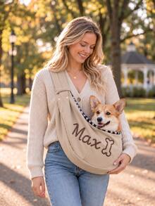Personalized Pet Sling Bag, Custom Dog Carrier, Embroidered Pet Bag, Small Dog & Cat Carrier, Hands Free Puppy Tote, Pet Lover Gift - Multicolor - View 2