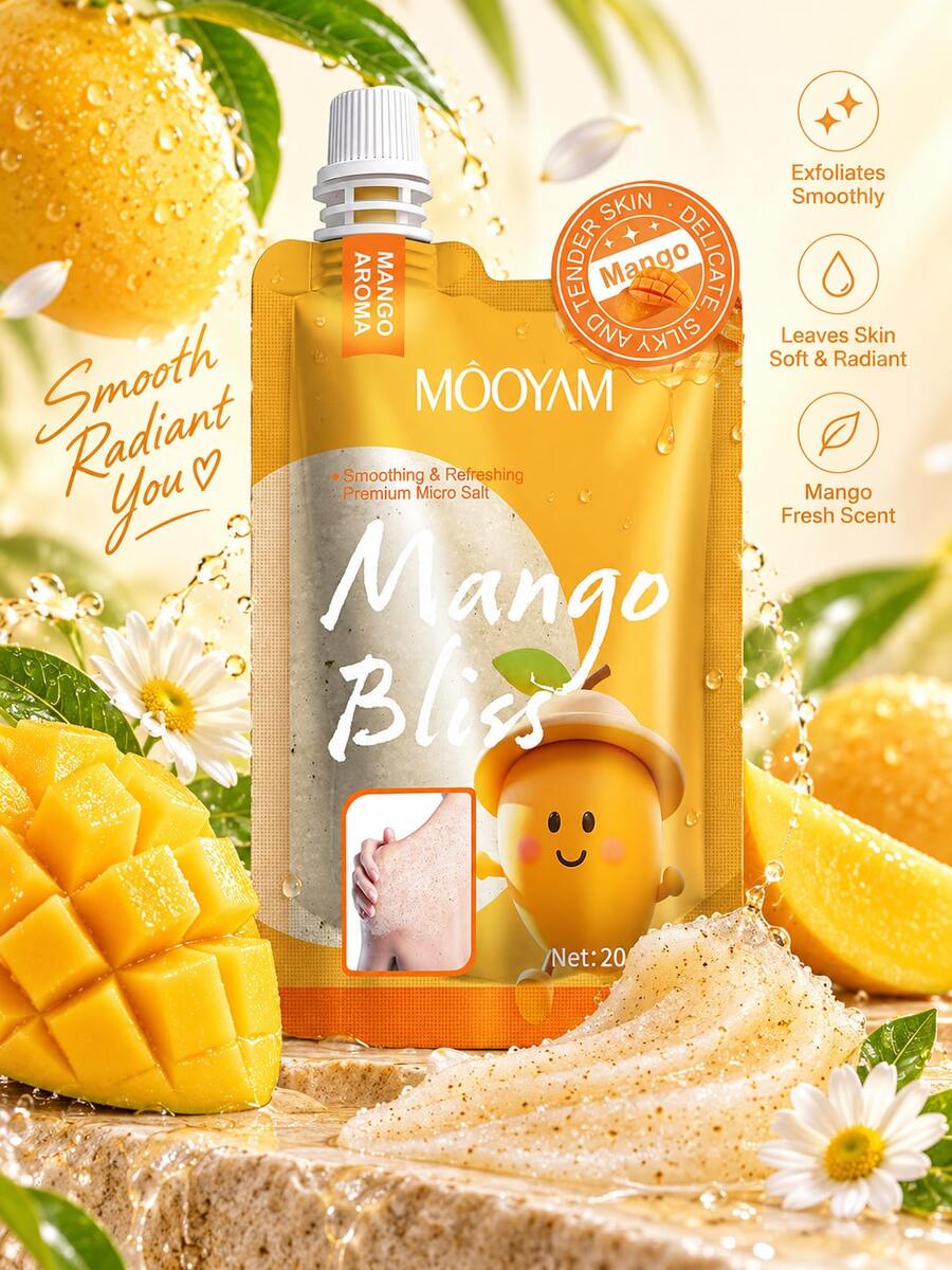 Tẩy tế bào chết toàn thân tái tạo da xoài 200g cao cấp với muối vi hạt và chiết xuất xoài, làm mịn sáng da, tẩy tế bào chết sâu, loại bỏ da chết, chăm sóc cơ thể hàng ngày - Mango - Xem 1