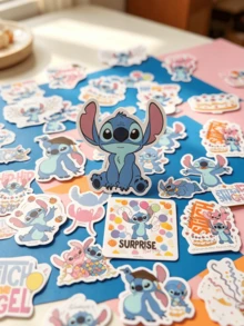 50pcs Disney Official Licensed Stitch Stickers DIY Packaging Tape Stickers, Suitable For Daily Use Or Party/Holiday Decoration, Fun Gift For Friends - Multicolor - View 6