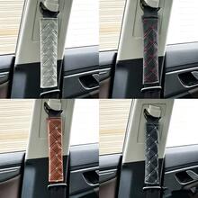 1pc PU Leather Plaid Embroidered Seat Belt Shoulder Pad, Comfortable Anti-Chafing Car Seat Belt Shoulder Cushion, Car Interior Accessory, All Season, Unisex - A - View 9
