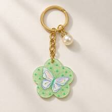 1pc/3pcs Women's Premium Korean Style Sweet Cool Butterfly Flower Acrylic Pendant With Faux Pearl Inlay, Sweet Bag Charm - Multicolor - View 7