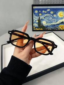 1PC Women's Casual Retro Square Small Frame Black Fashion Glasses Suitable For Daily Wear, Summer Beach, Decoration And Street Photography - Multicolor - View 4