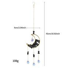 1pc Natural Crushed Stone Crystal Moon Handmade Wrapped DIY Sun Catcher Light & Shadow Wind Chime Crystal Pendant - Hanging Ornament - View 11