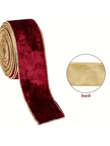 Burgundy Velvet Ribbon, Premium Plush Woven Edge Ribbon, Christmas Decoration Ribbon, Suitable For Holiday Decor, New Year, Valentine's Day, Christmas Tree Decoration, Gift Bow Packaging, Handmade - Multicolor - View 11