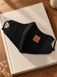 Autumn/Winter Teddy Fleece 3D Warm Face Mask, Unisex, Leather Patch Decor, Windproof, Breathable, Adjustable Ear Loops, Suitable For Commuting, Outdoor, Cycling - Teddy Fleece - View 9