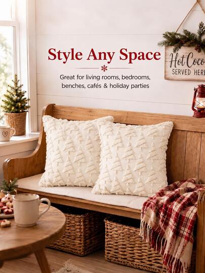 Christmas Decorative Pillowcase, Christmas Decoration, Soft Faux Fur, Winter Holiday Decor, Sofa Cover, Suitable For Sofa, Living Room And Bed Home Decor