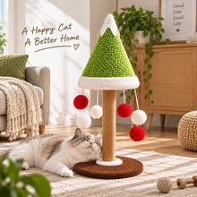 AOSHA 57cm Cat Scratching Post With 5 Hanging Balls, Cedar Tree Shaped Sisal Scratching Board, Stable Base Interactive Climbing And Scratching Toy, Suitable For Indoor Cats And Kittens - one-size - View 10