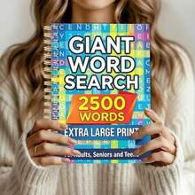 1 A5 Word Search Notebook, Suitable For Adults, Seniors, And Teens, Contains 2,500 Words, Large Print Spiral-Bound Puzzle Book, Brain Training Activity Planner - Blue - View 2