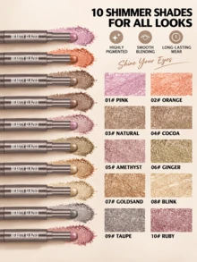 beauty glazed Eyeshadow Stick Tahan Air, Efek Riasan Berkilau Mutiara, Tahan Lama dan Anti Luntur, Tidak Menggumpal, Pigmentasi Warna Tinggi, Dilengkapi dengan Aplikator Perata - #06 - View 10