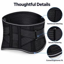 Sabuk Penyangga Pinggang, Sabuk Penyangga Pinggang Bernapas, Unisex, Pinggang - Hitam - View 8