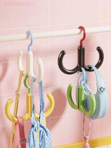1pc Shoe Drying Hook, Dopamine Color 360° Rotating Stackable Detachable Color-Block Hat & Bag Hook, Rotating Linked Hook, Bag Rack, Multi-Functional Home Underwear & Hat Hook, Drill-Free Storage Rack - Multicolor - View 13