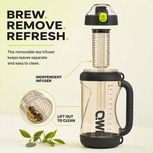 QWEPPSU 2000ml Large Capacity Water Bottle With Tea Infuser, Scale, Straw, Handle, Heat-Resistant, For Fitness And Sports - Black - View 3